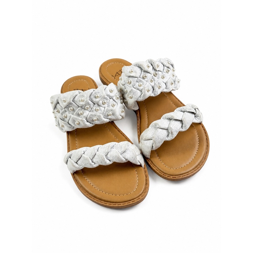 Blowfish Vintage Y2K Braided Pearl Embellished Slide Sandals Women's Size 8M